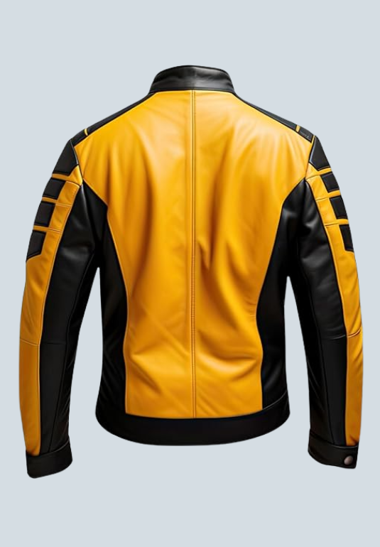 Bea Arthur New Cafe Racer Black & Yellow Slim Fit Leather Jacket